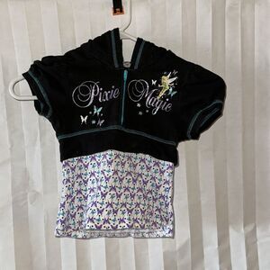 Disney Tinkerbell Hoodie Dark Blue Short Sleeve Pullover Size Small S Fairy Top